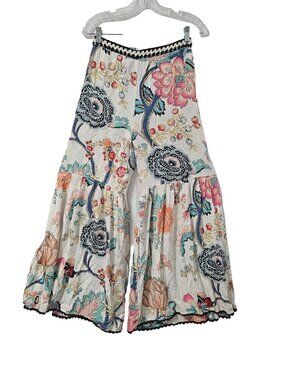 Farm Rio Flared Wide Leg Women Pants Size P Multicolor Viscose